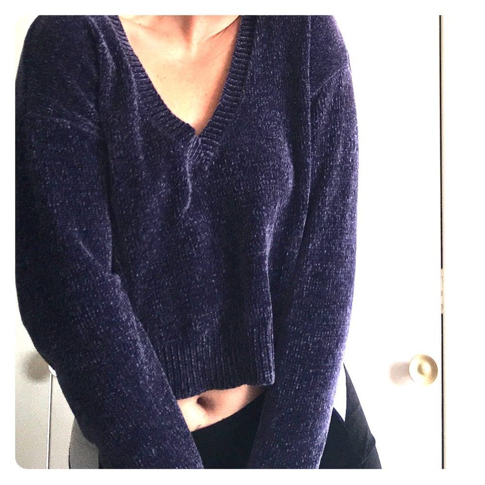 Cropped Purple Chenille Sweater